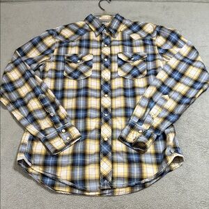 American Eagle Outfitters Blue and Yellow Checkered Shirt:  EXCELLENT CONDITION